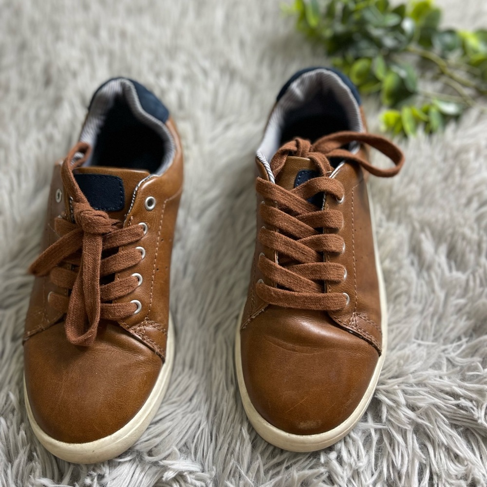 Harper canyon brown faux leather boys lace up shoes size 2 - Picture 6 of 9